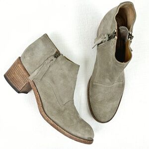 Alberto Fermani Suede Capricia Ankle Boots Size 37.5 Braided Buckle Detail Taupe